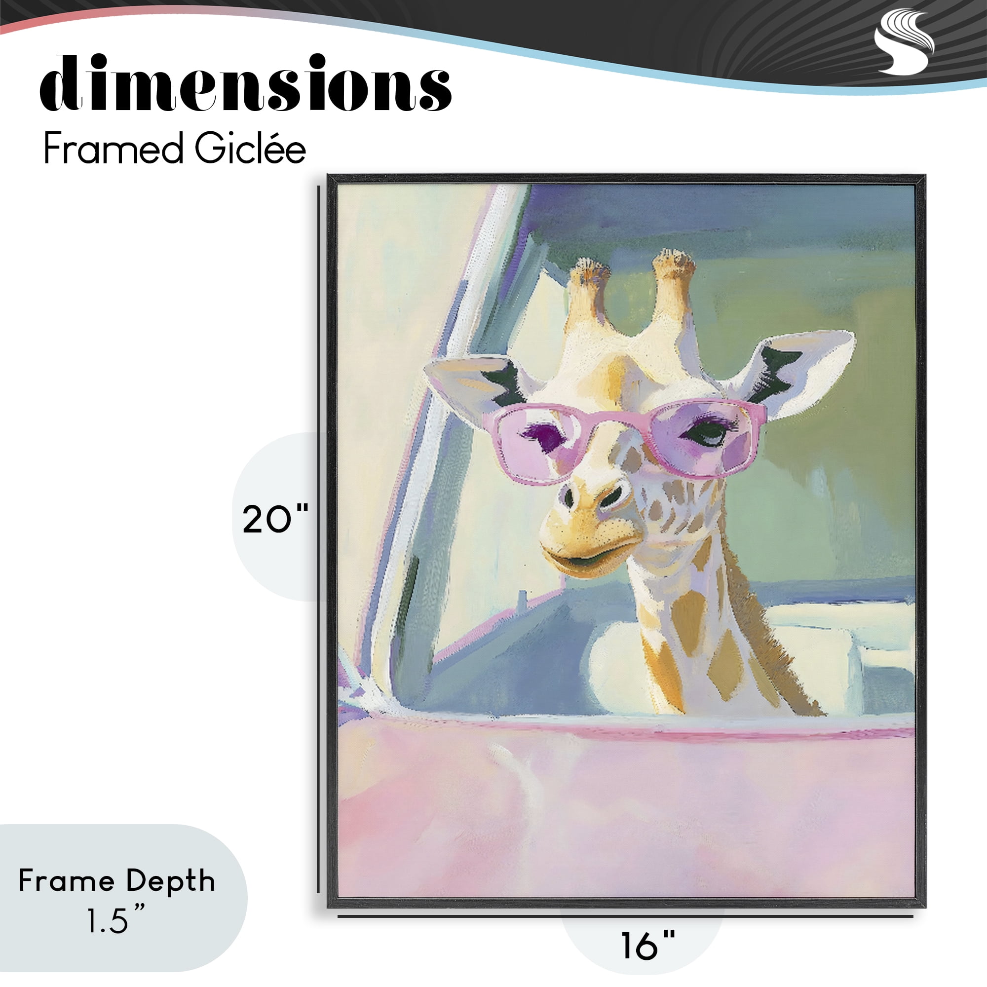 Stupell Industries Giraffe Car Ride Black Framed Giclee Art, design by The Prints Vibe