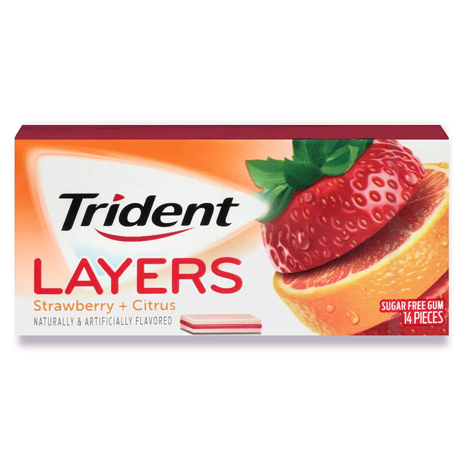 Trident Layers Strawberry & Citrus Sugar Free Gum, 14 Piece Pack