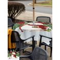 thumbnail image 4 of Outdoor Tablecloth with Umbrella Hole and Zipper, Black Snowman Christmas Square Table Cloth 60x60 Inch Waterproof Tablecloth, Green Xmas Tree Snowflake Winter Picnic Table Cover for Patio Camping, 4 of 7