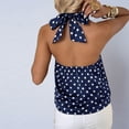 thumbnail image 7 of FAHUOMU Women's Halter Tops Sleeveless Polka Dot Backless Tie Front Summer Blouses Solid Color Lightweight Breathable Fashion Tunics, 7 of 7