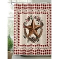 thumbnail image 2 of Fsddascl Country Star Plaid Shower Curtain Set - Extra Long 72" x 96" Washable Bathtub Curtain with 12 Hooks, Retro Western Farmhouse Barn Berry Waterproof Fabric Stall Shower Curtains for Bathroom, 2 of 6