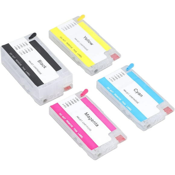 TRAHOO-Refillable Cartridges Ink Cartridge with Permanent Chip Refillable Ink Box Replacement Printer Accessories Inkjet Printer Ink Cartridge Refill Kits (950BK-951 C/M/Y)