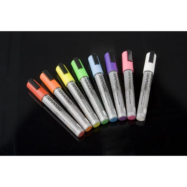 Set of 8, Liquid Chalk Wet Erase Markers, 3/16 Chisel Tip 8 Different