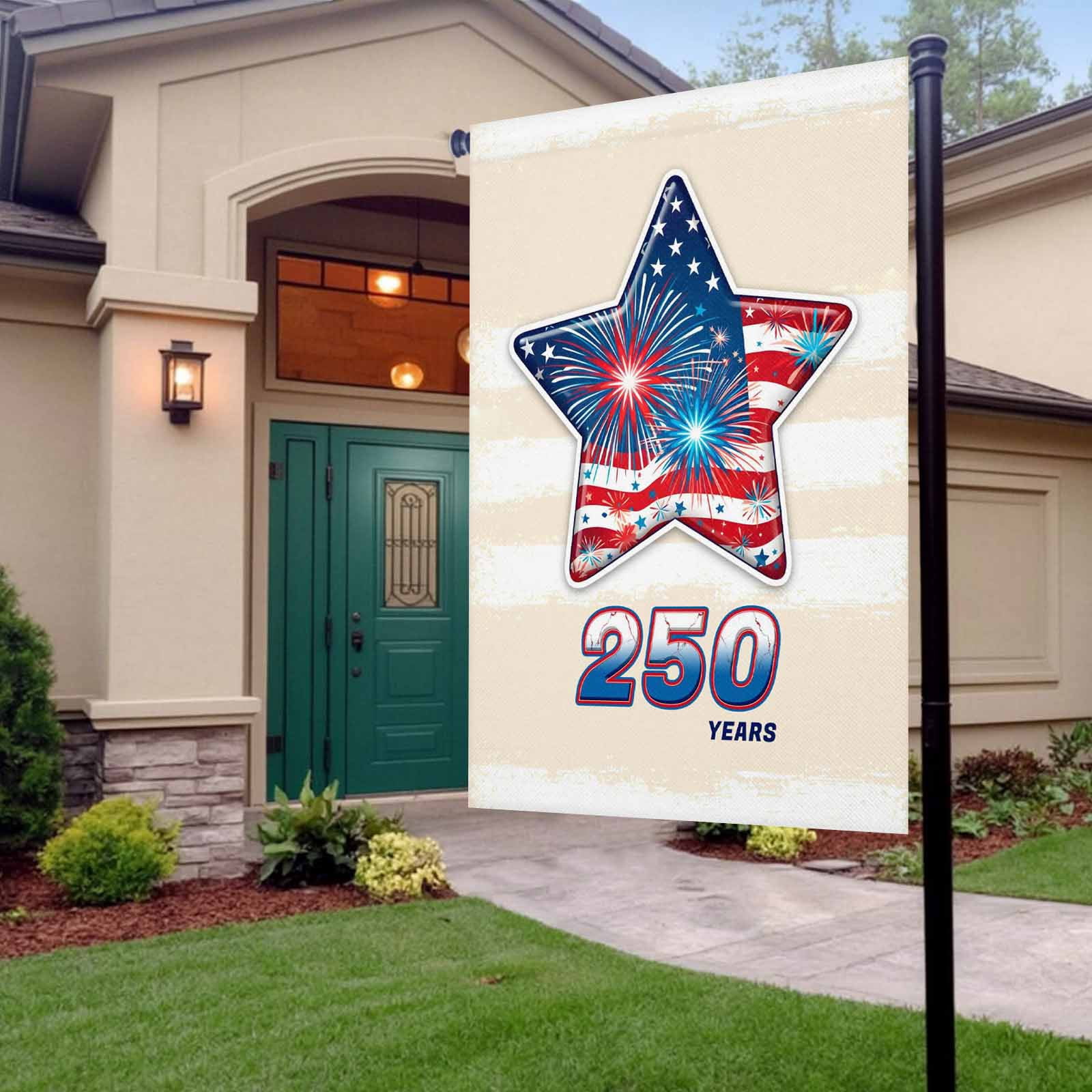4th of July Garden Flags American Flag Garden Flag Double Sided Welcome Flag Patriotic Star Fireworks 250 Years USA Independence Day Yard Flags for Outdoor Lawn Porch Memorial Day Decor 28x40 Inch