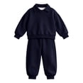 thumbnail image 4 of Girls Fall Winter Outfit Set Toddler Kids Casual Sports Set Baby Solid Color Hoodie Set 6-24 Months 2T 3T 4T 5T 6T Children Dark Blue,5-6 Years, 4 of 4