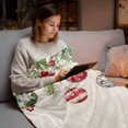 thumbnail image 5 of Christmas Red Flannel Blanket for Bed,Travel and Camping, Green Balls Poinsettia Berry Snowflake Beige Super Soft Cozy Blanket for All Seasons 40"x60", 5 of 9