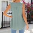 thumbnail image 7 of Mrat Summer Tank Tops Fashion Women's Casual Comfortable Solid Round-Neck Sleeveless Button Tops Blouse T-Shirt Gym Tank Tops Woman S-313 Green L, 7 of 7