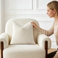 thumbnail image 6 of Btomtd Thicken Imitation Lamb Throw Pillow Cover for Sofa or Bed, 1PC, 18 x 18 inches Couch Pillow Covers, Soft and Cozy Pillow Covers (White), 6 of 7