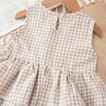 thumbnail image 3 of Girls Khaki Gingham Dress with Bows, Sleeveless Ruffle Tiered Kids Kids Dress for Summer Play Party,Size 3-4 T, 3 of 9