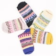 thumbnail image 3 of 5 Pairs Womens Multicolor Fashion Warm Wool Cotton Thick Winter Crew Fuzzy Socks, 3 of 4