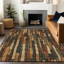 Addison Rugs Chantille Indoor/Outdoor Transitional Stripes Coffee Washable Rectangle Rug, 5' x 7'6"