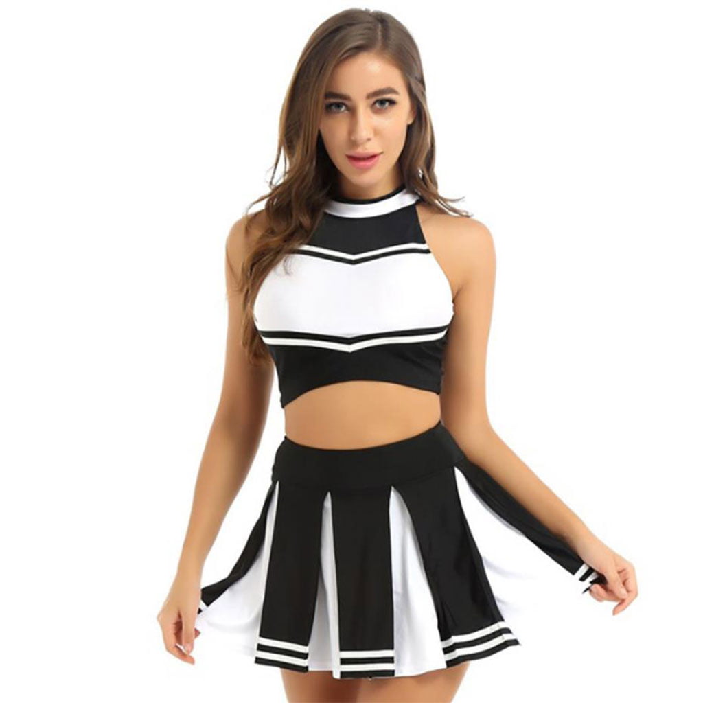YUUZONE Costume Striped Uniform Crop Mini Pleated Skirt - Walmart.com