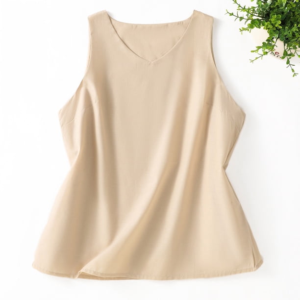 mfyjkho Camisetas Sin Mangas Para Mujer, Vestido De Verano Para Mujer, Cómodo Y Sin Mangas Con Cuello En V Tops Para Mujer L