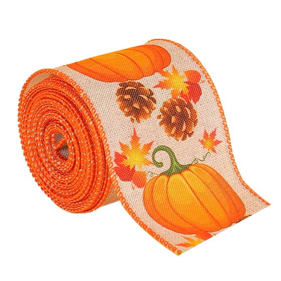 Thanksgiving Wired Ribbon Pumpkin Maple Leaf Fall Wired Harvest For Crafts Grosgrain Ribbons Pumpkins Car Art Home Decoration