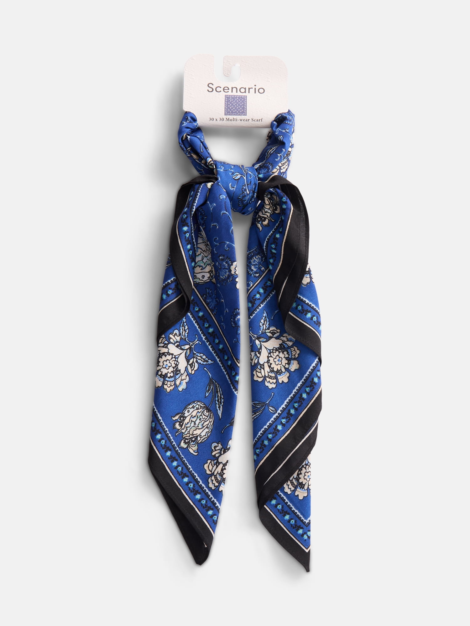 Scenario Women's Printed Square Scarf, Deep Indigo