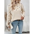 thumbnail image 4 of Floral Embroidery Sweater,Long Sleeve Tops Knit Pullover Fall Winter Sweater, 4 of 6