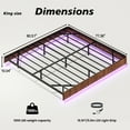 thumbnail image 6 of Walnut Queen Floating Bed Frame with LED Lights, Curved Wood Design, Heavy Duty Metal Slats – No Box Spring Required, 6 of 12
