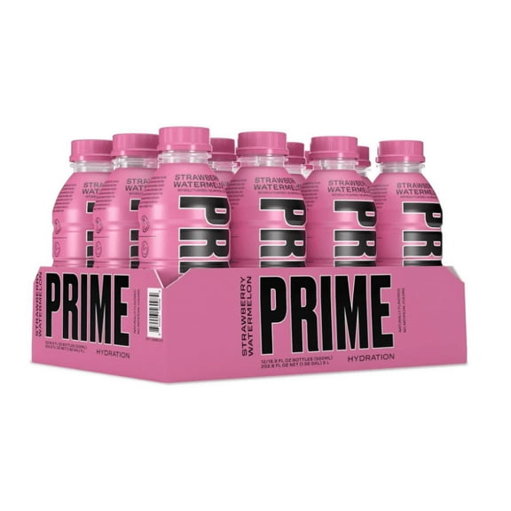 Prime Hydration Drink Sports Beverage "Strawberry Watermelon," Naturally Flavored, 10% Coconut Water, 250mg BCAAs, B Vitamins, Antioxidants, 834mg Electrolytes, Only 20 Calories per 16.9 Fl Oz...