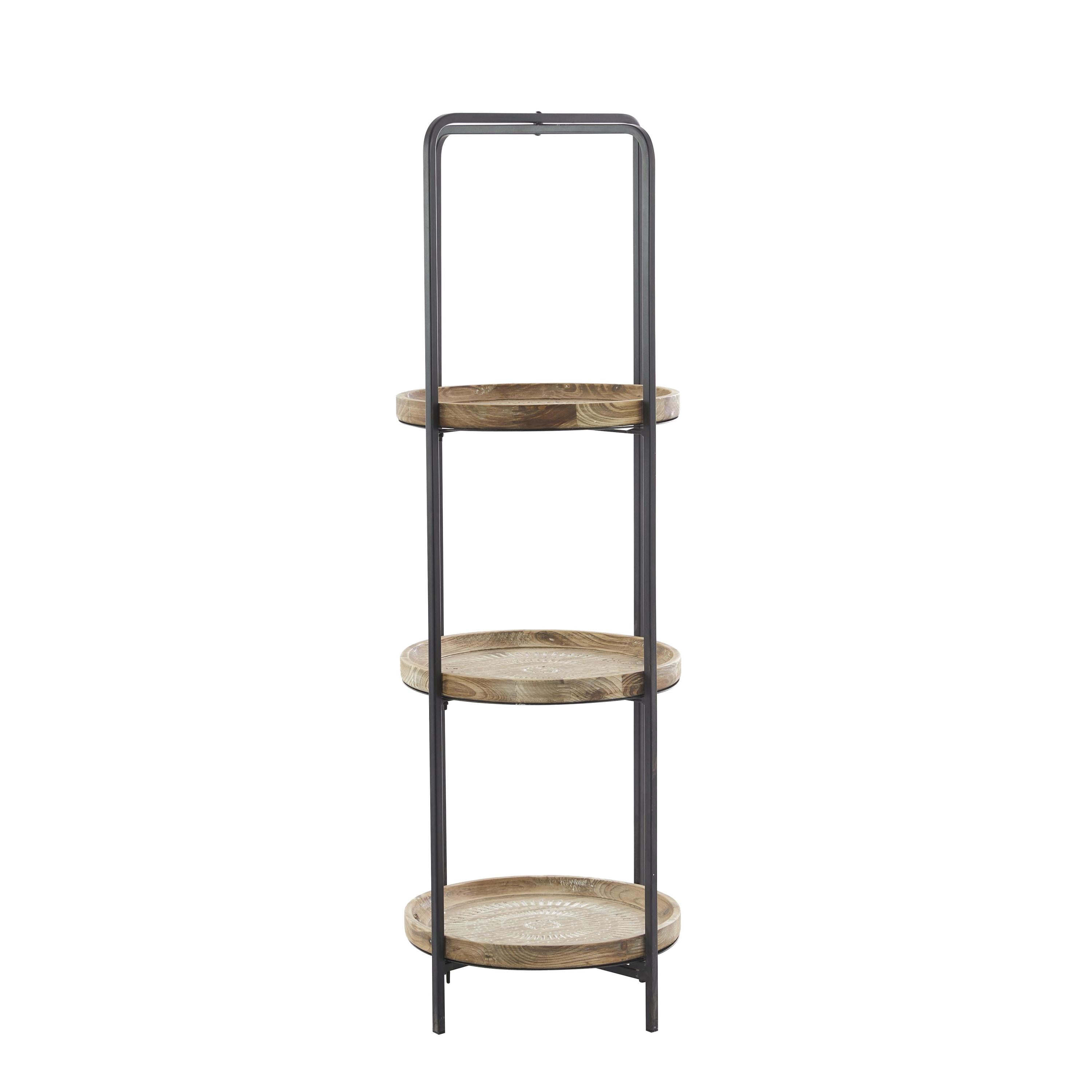 DecMode 15" x 43" Brown Wood 3-Tier Shelving Unit, 1-Piece