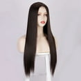 thumbnail image 5 of European Human Hair Blend Long Straight Lace Front Wig Middle Part Natural Synthetic Fiber Headpiece For Women, 5 of 8