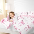 thumbnail image 3 of Erosebridal Girls Cartoon Ribbon Bow Bedding Comforter Set 7-Piece,Romantic Love Heart King Bedding Sets for Kids Teens,Pink Reversible,Ultra Soft Home Decor, 3 of 6