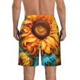 thumbnail image 3 of KLL Deep Yellow Colorful Sunflower Men's Casual Summer Beach Shorts Hawaiian Shorts with Pockets-Large, 3 of 5