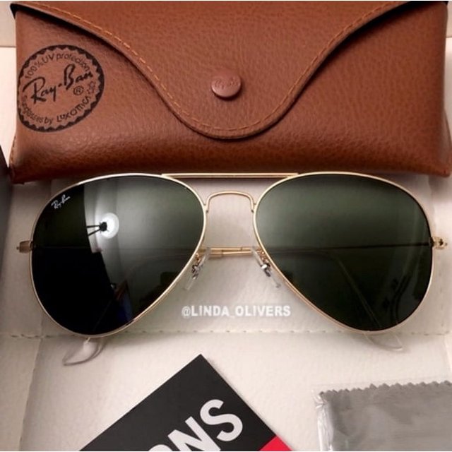 RB-Hip Hop-sunglasses FREE SHIPPING Aviator RB3025 Black Lenses Gold Frame