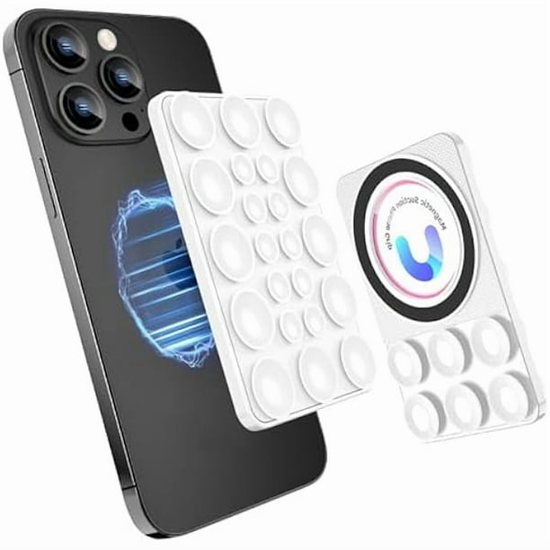 wonima44 Magnetic Suction Cup Phone Case Mount,Silicone Octo Cup Buddy Phone Stand for iPhone and Android, Non Slip Holder Hands-Free Selfies and Videos for TikTok Influencers- White