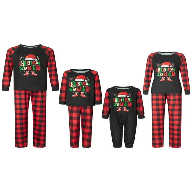 Pyjamas de Noël pour Famille Ensemble de Pyjamas Assortis Bas à Carreaux Pantalons pour Femmes Hommes