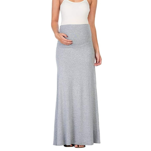 JNGSA Women's Maternity's Skirt Over The Belly Midi High Waisted Stretchy Pregnancy Pencil Skirt Solid Color Comfy Skirt Gray XXXXXL