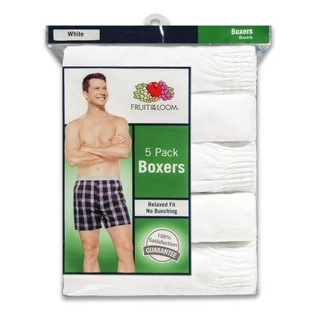 Fruit of the Loom Men's Dual Defense Relaxed Fit White Boxers, 5