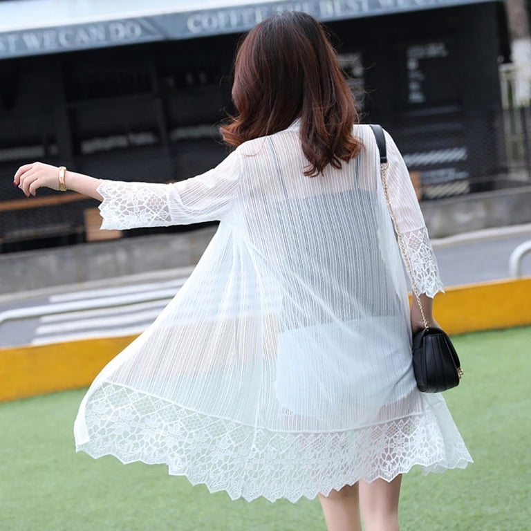 Women's Sun Protection Casual Lace Loose Clothing Summer Cardigan Blouse  Shirt Tops Sexy Covers - Walmart.com