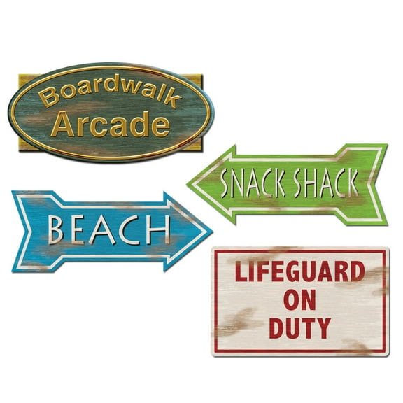 Party Central Club Pack of 48 Multi-Color Tropical Luau Beach Worn Signs 14"