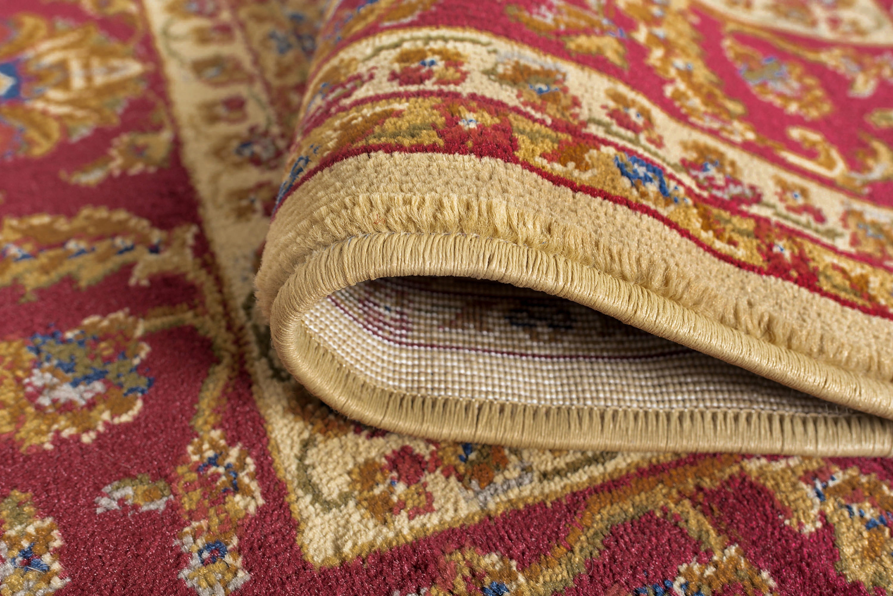 Sensation Transitional 6.7' x 9.6' Ivory and Scarlet Polypropylene Indoor Area Rug