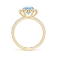 thumbnail image 2 of Angara Natural 1.12 Ct. Aquamarine with Diamond Halo Ring in 14K Yellow Gold for Women (Ring Size: 11.5), 2 of 9