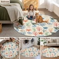 thumbnail image 6 of Summer Ocean Round Living Room Rugs 7 ft, Vintage Nautical Sea Turtles Shells Corals Starfish Washable Area Rug with Non-Slip Sturdy Edge Binding Round Carpet for Kitchen Office Bedroom, 6 of 9