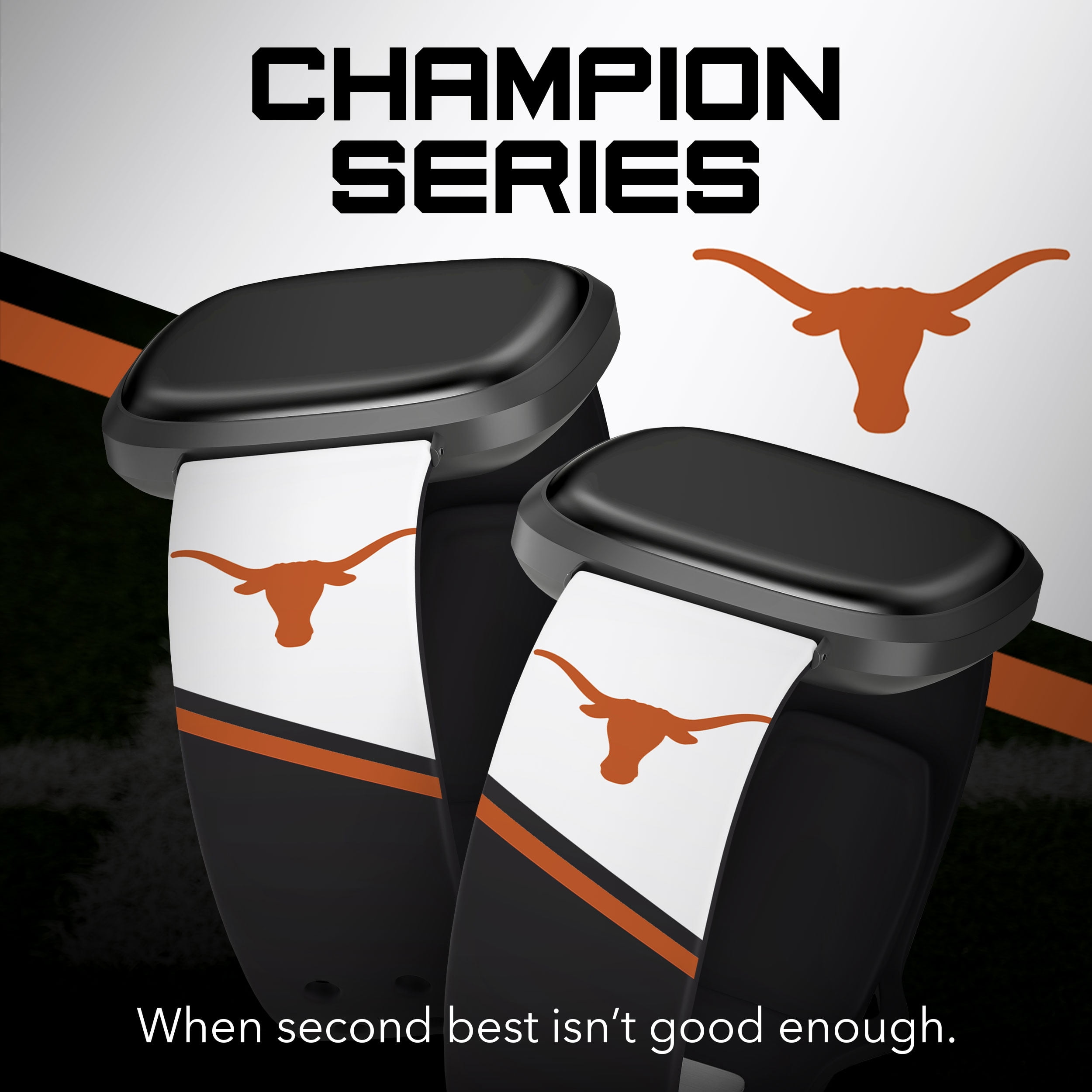 Longhorns HD Champion Series Unisex Watch Band for FitBit Versa 3 & Sense (Short)
