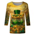 thumbnail image 4 of JIAYUE Girls T-Shirts Casual Crewneck Pullover St. Patrick's Day Clover Print Three Quarter Sleeve Hoodless Sweat Trendy Children Tops, 4 of 4