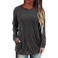 thumbnail image 1 of Womens Tops Color Block Pullover Long Sleeve T Shirts with Pockets Crew Neck Tunic Blouse, 1 of 5
