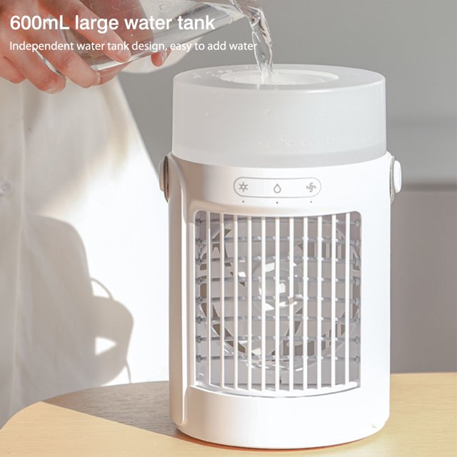 Aire acondicionado portátil, ventilador de refrigeración por aire, 3 velocidades de engranaje, 600ml, USB para oficina en casa