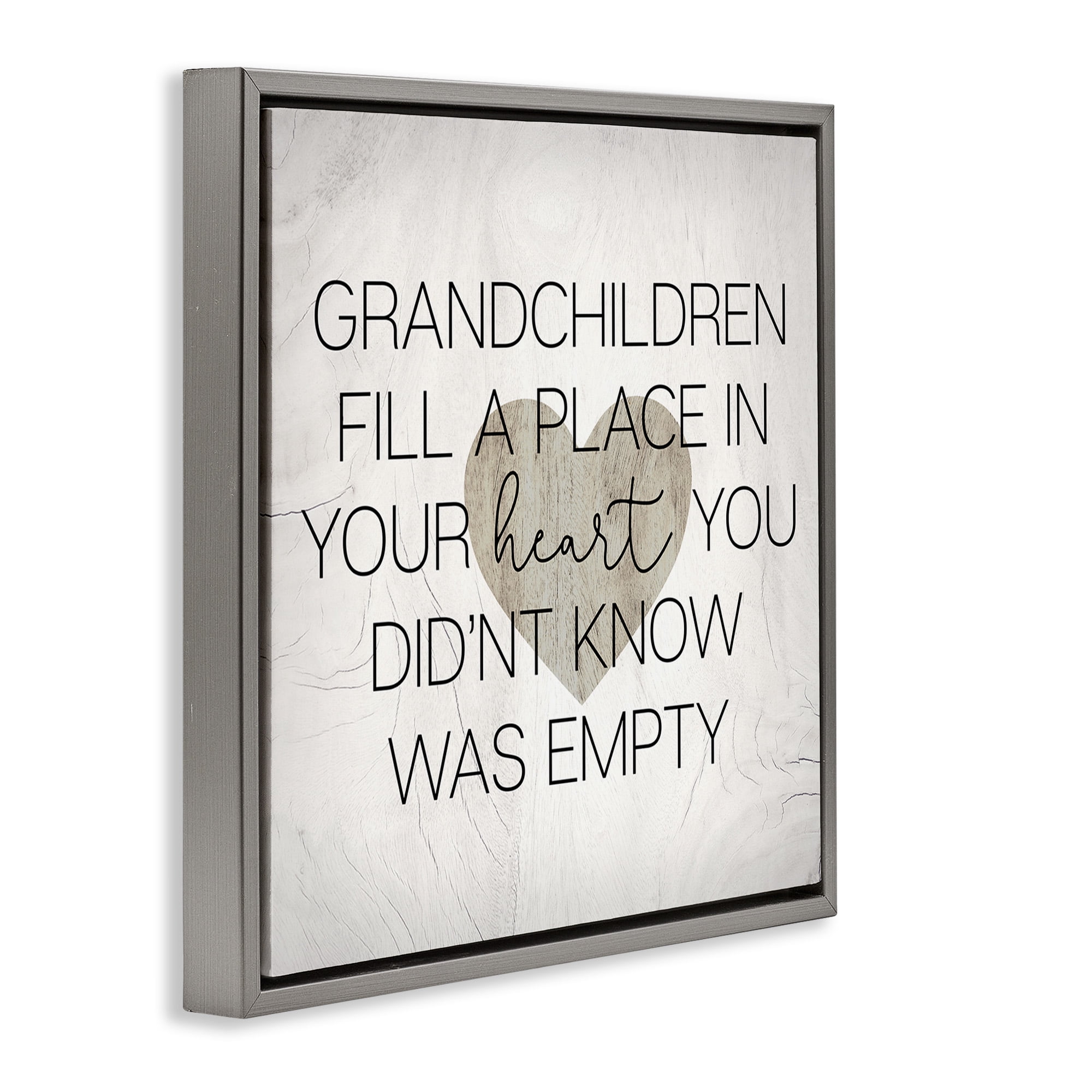 Stupell Industries Heartwarming Grandchildren Phrase Inspirational Painting Gray Floater Framed Canvas Art Print Wall Art, 18 x 18