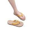 thumbnail image 4 of Nrmvnmi Women's Slippers Open Toe Ethnic Linen Bottom Outside Flat Slippers Summer Comfortable Shoe Yellow Mothers Day Gifts, 4 of 8