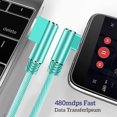 thumbnail image 5 of facefd Fast Charging Cable Double Elbow Data Cord Replacement for Android Mobile Phone Micro USB Interface, Green, 1m, 5 of 5
