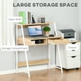 thumbnail image 3 of HOMCOM Home Office desk, Computer Desk for Small Spaces, Writing Table with Drawer and Storage Shelves, Natural, 3 of 9