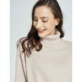 thumbnail image 3 of SSLR Oversized Sweaters for Women Turtleneck Sweater Drop Shoulder Knit Long Lantern Sleeve Pullover Sweater, 3 of 8