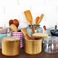 thumbnail image 4 of Eoperou Bamboo Seasoning Storage Box with Magnetic Swivel Lid Wooden Salt Cellar Pepper Sugar Spice Holder Round Container Bowl Kitchen Gadgets, 4 of 8