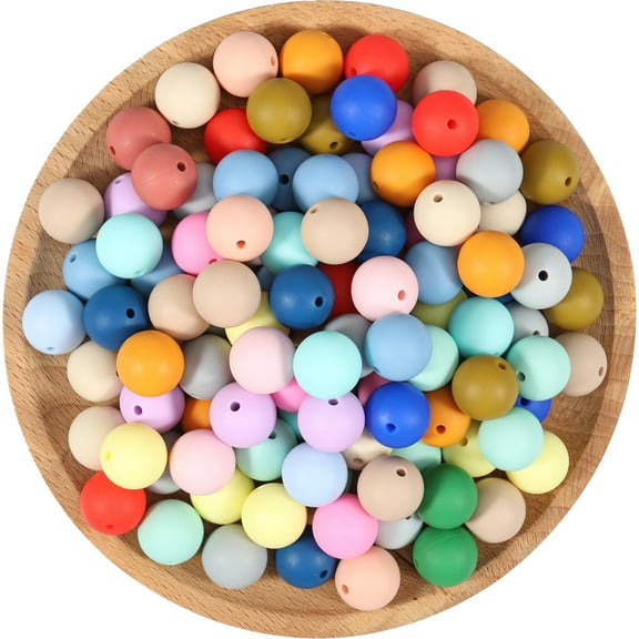 Evjurcn 200 Pcs Silicone Beads Round Silicone Beads Bulk 20 Colors Silicone Loose Beads Soft Silicone Bead Set 15mm Round Beads Set Silicone Craft Beads for DIY Necklace Bracelet Jewelry