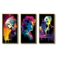 thumbnail image 2 of Designart "Neon Glamour Retro Diva Woman Portrait III" Woman Pop Art Framed Wall Art Set Of 3 - Pink Glam Frame Canvas Set For Living Room Decor, 2 of 6