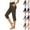 42# Army Green, variant on Women's Stretchy Capri Pants High Waisted Button Straight Leg Cropped Pants Workout Athletic Casual Pants Dark Gray S