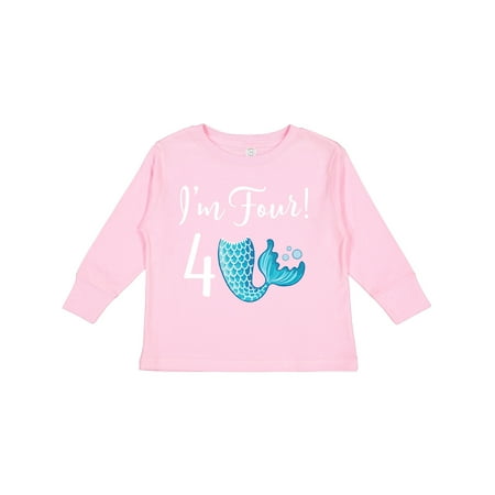 

Inktastic 4th Birthday Mermaid Party Gift Toddler Toddler Girl Long Sleeve T-Shirt